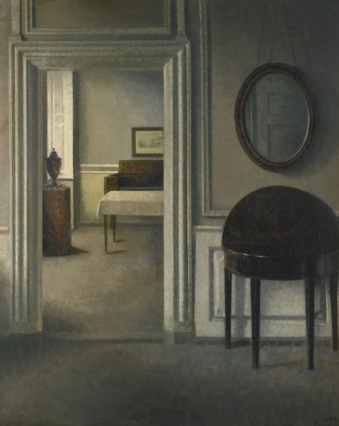 Hammershøi painting: an interior with a mirror