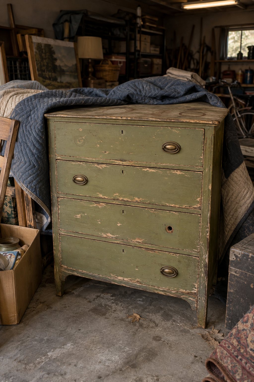 Quarter-Sawn Oak Dresser, before restoration
